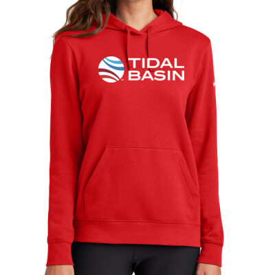 Ladies Nike Club Fleece Sleeve Swoosh Pullover Hoodie Thumbnail